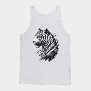 White Tiger -Ink style Tank Top